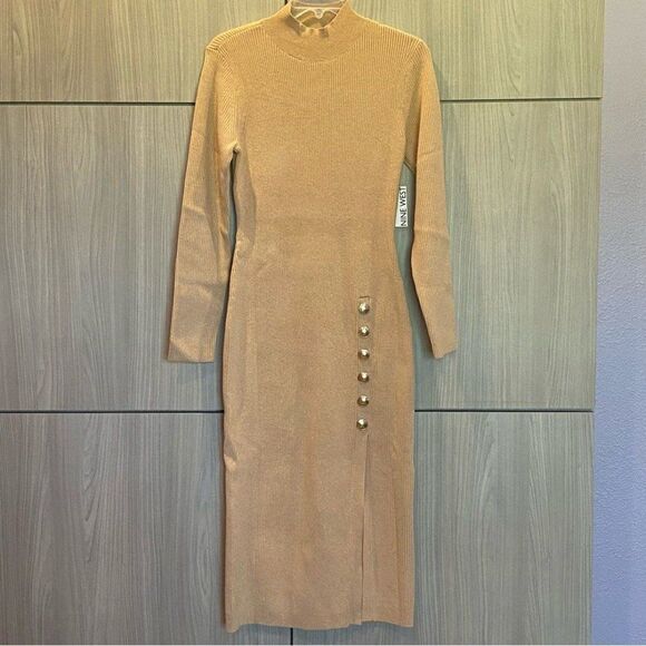 Nine West Tan Camel Bodycon Dress Medium NWT - Picture 1 of 11